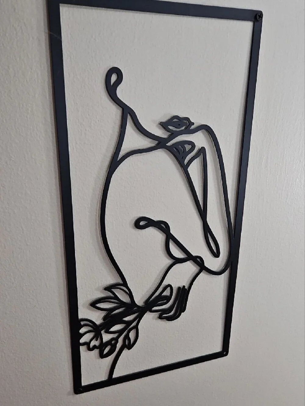 Decorative Black Floral Line Art Wall Panels - Set of 4